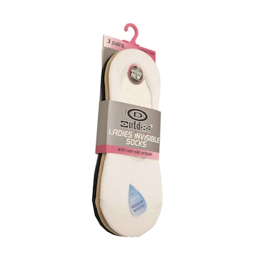 جوارب نسائية غير مرئية من د في الهواء الطلق مع مانع انزلاق - مقاس حر للنساء - ألوان مختلطة - 3 أزواج(لا استرداد / لا استبدال)