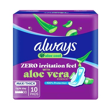 Always Aloe Cool Zero Irritation Feel with Aloe Vera Maxi Thick 10pads