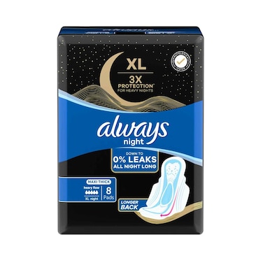 فوط أولويز نايت XL للحمل الليلي الغزير، سميكة للغاية، 8 فوط
