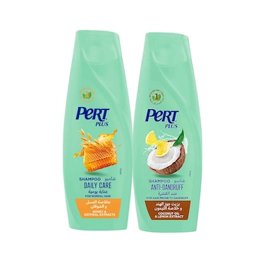شامبو بيرت بلس للعناية اليومية بالعسل ومستخلص الشوفان 400 مل + شامبو ضد القشرة بزيت جوز الهند ومستخلص الليمون 400 مل