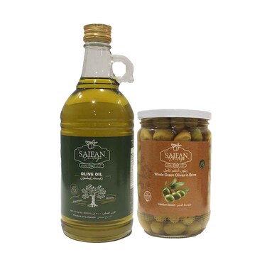 Saifan Olive Oil 500ml + Whole Green Olives 300g
