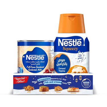 Nestle Sweetened Condensed Milk 370g + Squeezy Caramel 450g