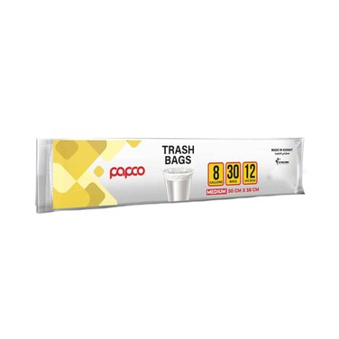Papco Trash Bags  8 Gallons 30 Bags 12 Micron 50cmx58cm