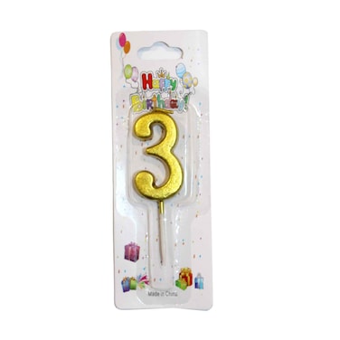 Party Candle Number 3 Happy Birthday