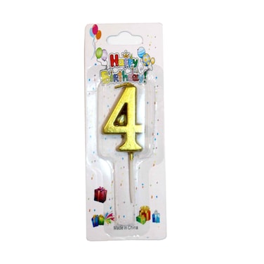 Party Candle Number 4 Happy Birthday