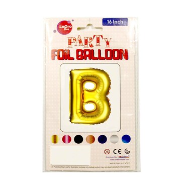 Le Pro Plus Party Foil Balloon Letter B 16 inches Assorted Color
