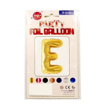 Le Pro Plus Party Foil Balloon Letter E 16 inches Assorted Color