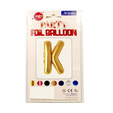 Le Pro Plus Party Foil Balloon Letter K 16 inches Assorted Color