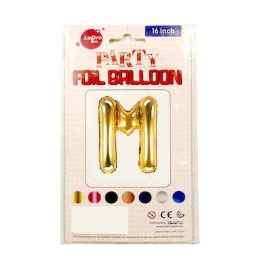 Le Pro Plus Party Foil Balloon Letter M 16 inches Assorted Color