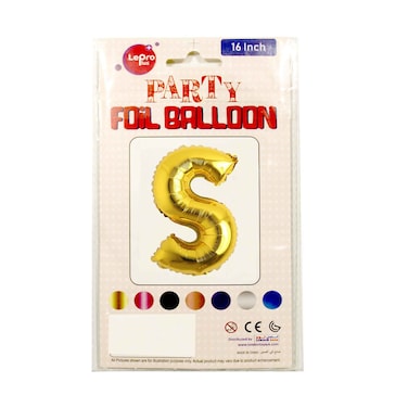 Le Pro Plus Party Foil Balloon Letter S 16 inches Assorted Color