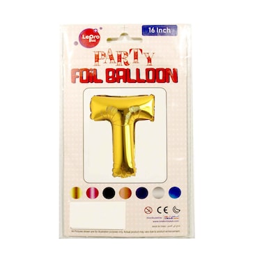 Le Pro Plus Party Foil Balloon Letter T 16 inches Assorted Color