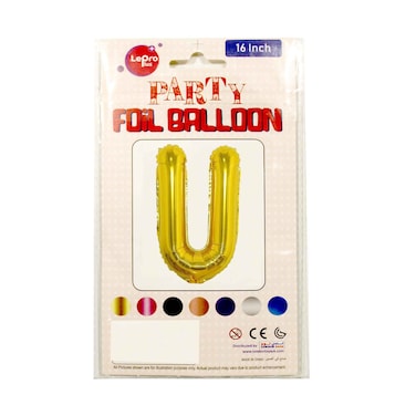 Le Pro Plus Party Foil Balloon Letter U 16 inches Assorted Color
