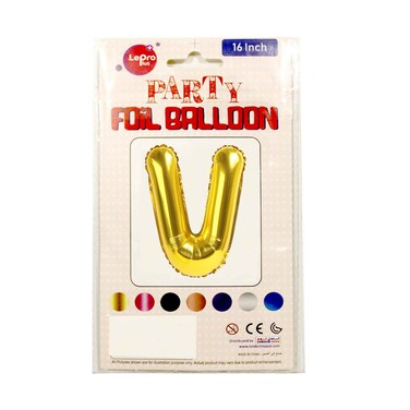 Le Pro Plus Party Foil Balloon Letter V 16 inches Assorted Color