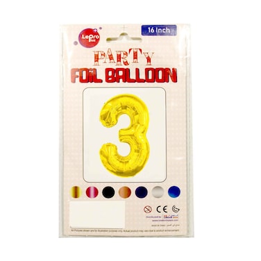 Le Pro Plus Party Foil Balloon Number 3 16 inches Assorted Color