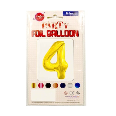 Le Pro Plus Party Foil Balloon Number 4 16 inches Assorted Color