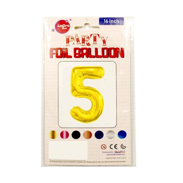 Le Pro Plus Party Foil Balloon Number 5 16 inches Assorted Color