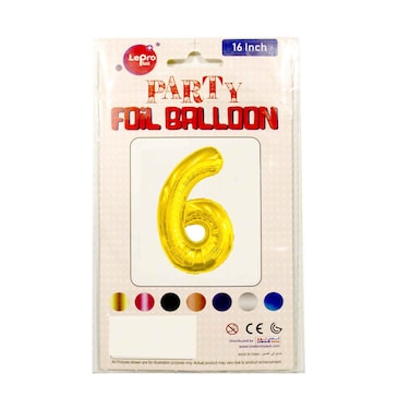 Le Pro Plus Party Foil Balloon Number 6 16 inches Assorted Color