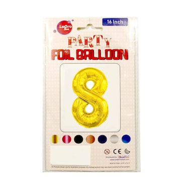 Le Pro Plus Party Foil Balloon Number 8 16 inches Assorted Color