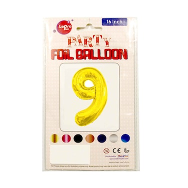 Le Pro Plus Party Foil Balloon Number 9 16 inches Assorted Color