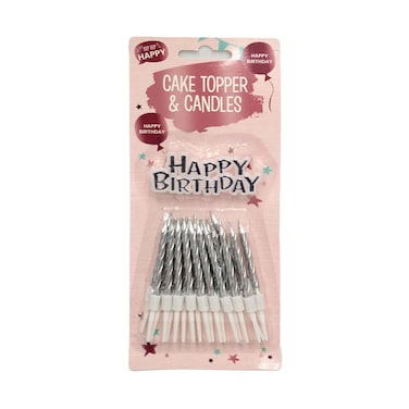 Happy Birthday Cake Topper &amp; Candles Set Assorted