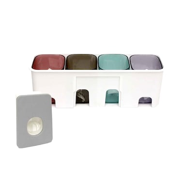 طقم سمبليفايد لحامل فرش الأسنان بأربعة أقسام مع كوب وعاصر معجون الأسنان – متنوع