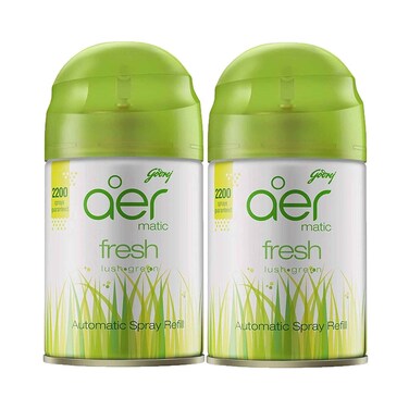Goorej Automatic Spray Refill Aer Matic Fresh Lush Green 225mlx2 Pieces
