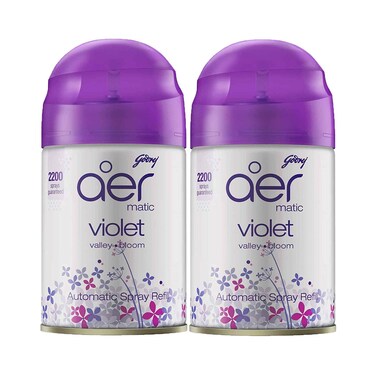Goorej Automatic Spray Refill Aer Matic Violet Valley Bloom 225mlx2 Pieces