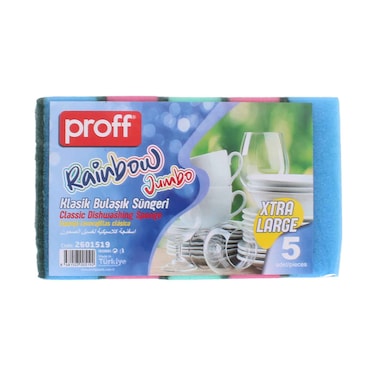 Proff Rainbow Jumbo Classic Dishwashing Sponge 5 Pieces Set