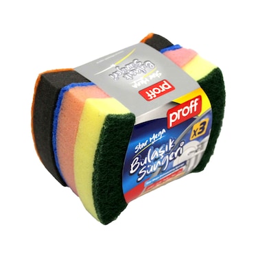 Proff Star Mega Dishwashing Sponge 3 Pieces Assorted
