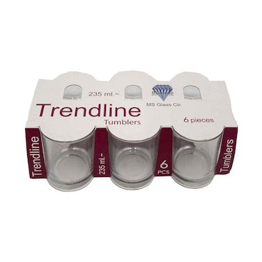 طقم أكواب زجاجية MS Co. ترندلاين 235 مل × 6 قطع