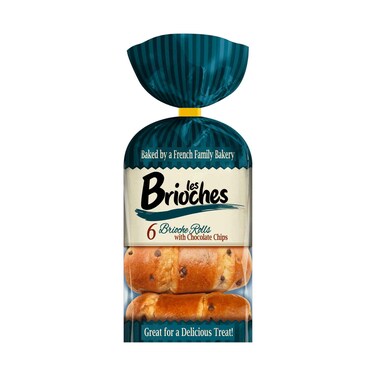 Les Brioches 6 Brioche Rolls With Chocolate Chips 210g