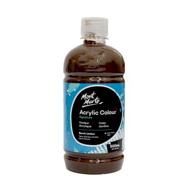 Mont Marte Acrylic Colour Paint Burnt Umber 500ml