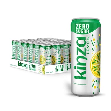 Kinza Carbonated Drink Zero Sugar With Lemon Flavour Can 250mlx30 Pieces