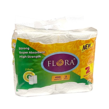 Flora Maxi Roll 2ply 400 Sheets 2 Pieces