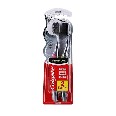 Colgate Toothbrush 360 Charcoal 2 Pieces Assorted