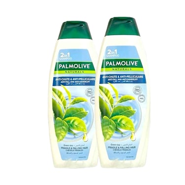 Palmolive Naturals Anti Hair Fall &amp; Anti Dandruff 2 In 1 Shampoo Green Tea 380mlx2 Pieces