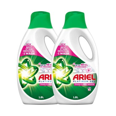 مسحوق غسيل أريال بلاتينيوم جل برائحة نسيم الزهور المنعشة، 1.8 لتر × قطعتين
