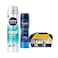 Nivea Men Shaving Gel Fresh Kick 200ml + Deodorant Spray 150ml + Free Bag