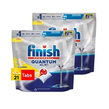 Finish Quantum All in 1 Dishwasher Tablets Lemon Sparkle Scent 42 Tabs