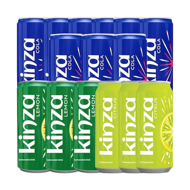 Kinza Carbonated Drinks Assorted 185mlx15 Pieces