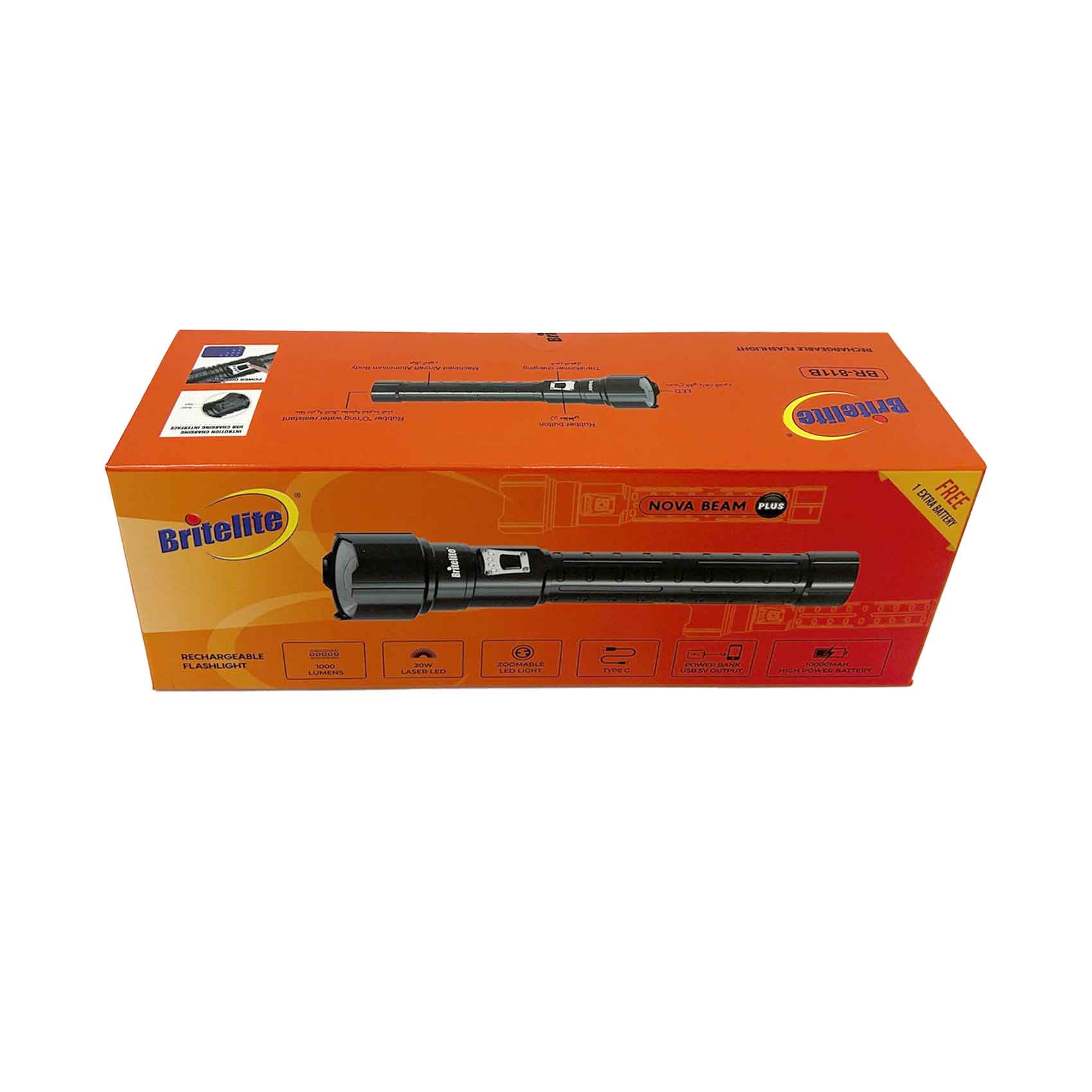 Britelite Rechargeable Flashlight Nova Beam Plus