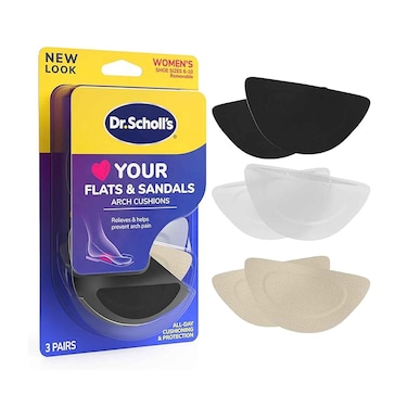 دعامة لقوس القدم للأحذية المسطحة والصنادل، مقاس 6-10، للنساء – 3 أزواج