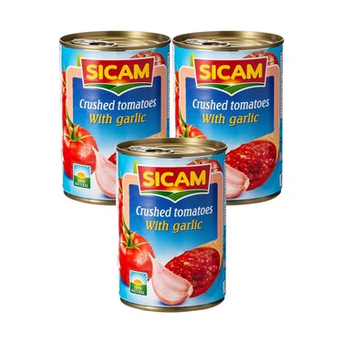 Sicam Crushed Tomatoes With Garlic 400gx3 Pieces
