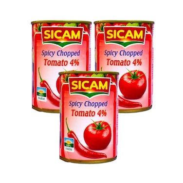 سيكام طماطم مفرومة حارة 4% 400 جرام × 3 قطع