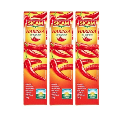 Sicam Harissa Du Cap Bon Tube 70gx3 Pieces