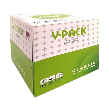 فيباك عبوة مناديل ورقية للوجه ١٠٠ منديل أبيض مزدوج الطبقات