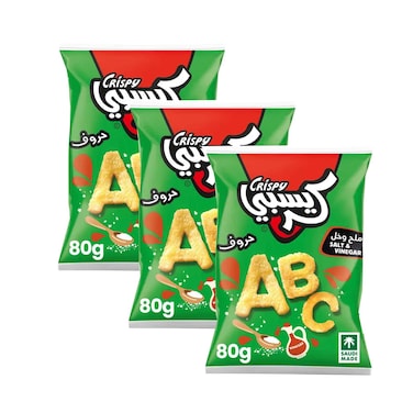 Saudia Crispy Snacks Letters Salt &amp; Vinegar Flavour 80gx3 Pieces