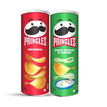 Pringles Chips Original, Sour Cream &amp; Onion Flavour 165gx2 Pieces