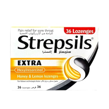 Strepsils Extra Honey &amp; Lemon, Soothing Effective Relief for Sore Throats, 36 Lozenges