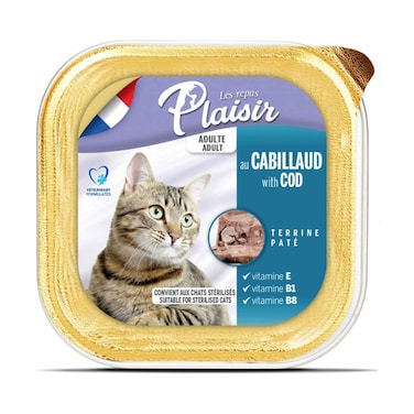 بليزير طعام رطب للقطط مع سمك القد للقطط البالغة والمعقمة 100 غرام